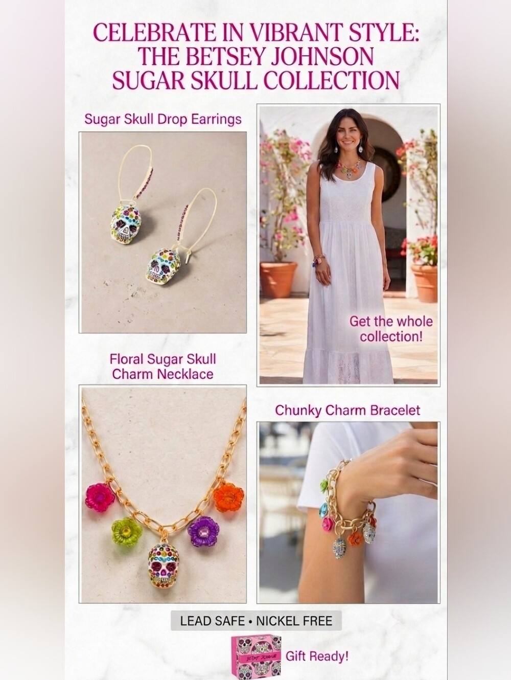 Betsey Johnson Floral Sugar Skull Collection, Pick 1, NIB BUY NOW PRICE